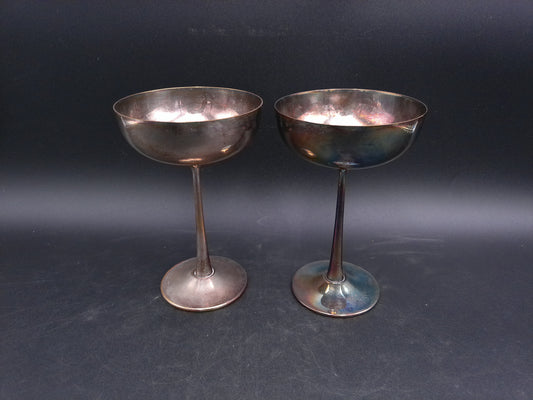 Silver Plated Goblets Made In De Uberti Italy Fair Condition Set of Two