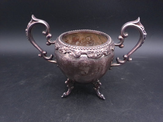 Silver Plated Sugar Bowl Fair Condition Ornate Design Vintage