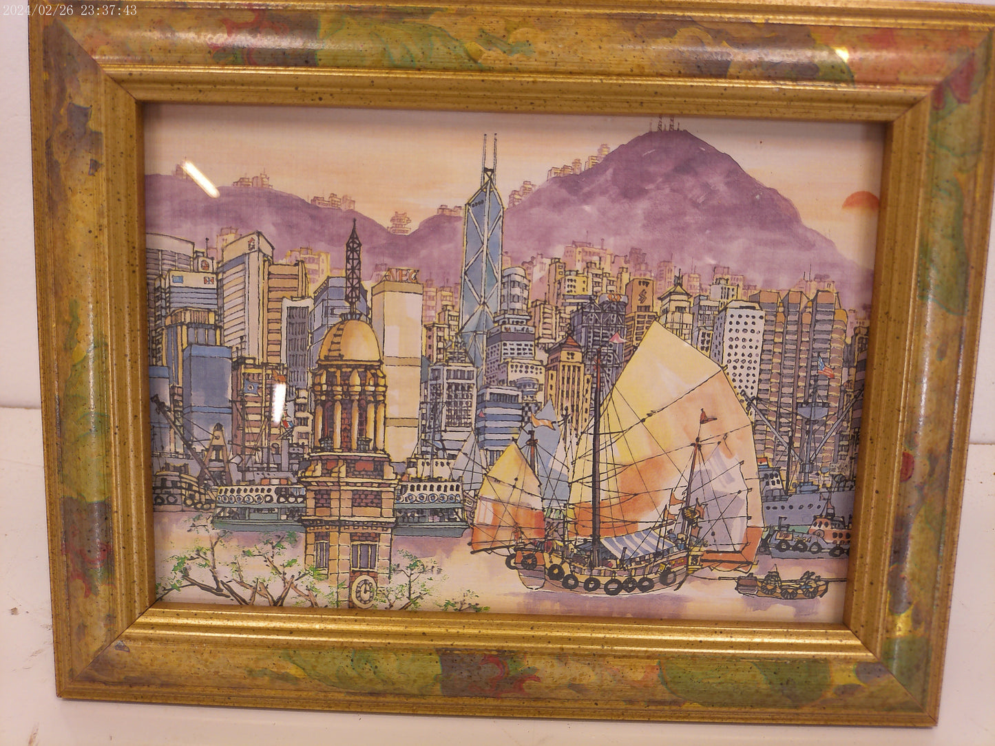 Art Hong Kong River View and City picture with Colorful Frame