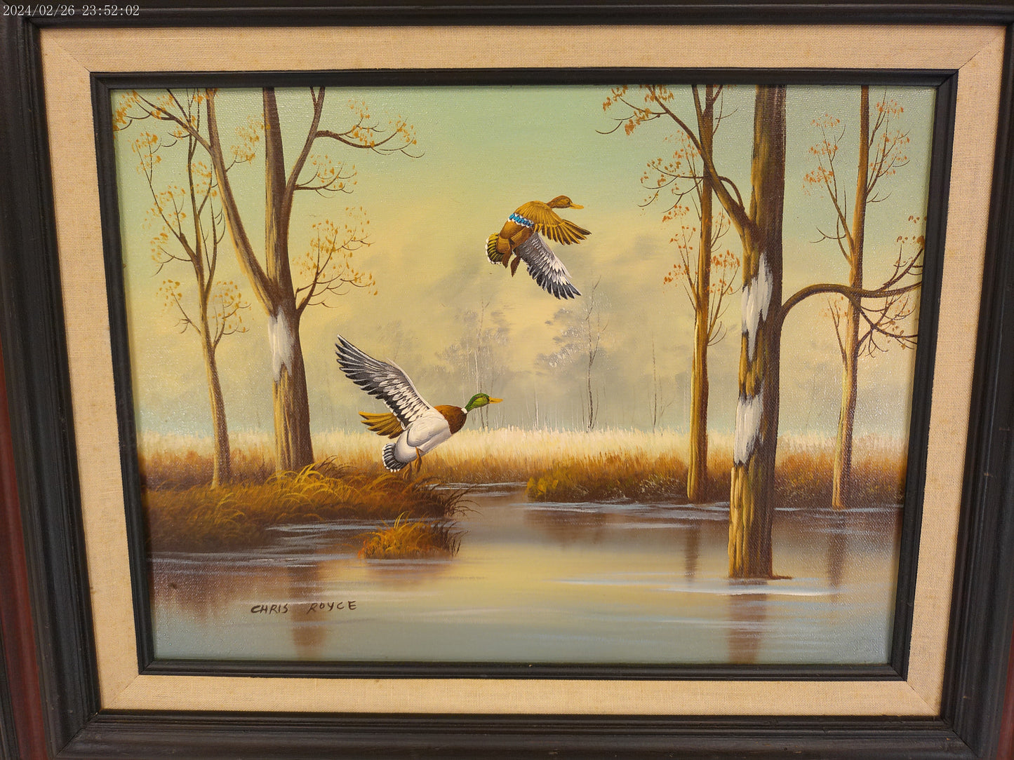 Art Ducks in Flight Oil Painting Wood Framed by Chris Royce
