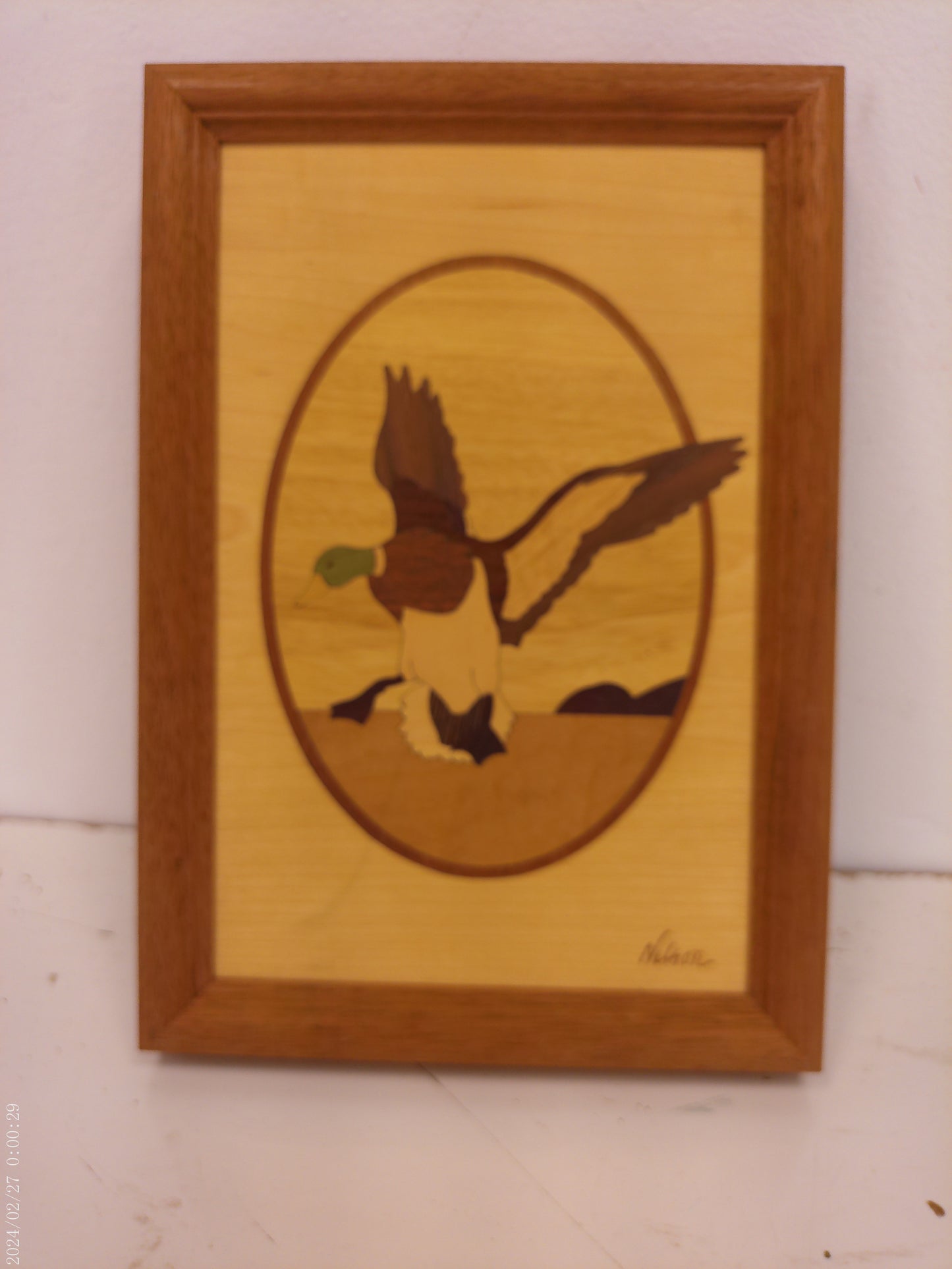 Art wood Hudson River Inlay Duck on a Lake