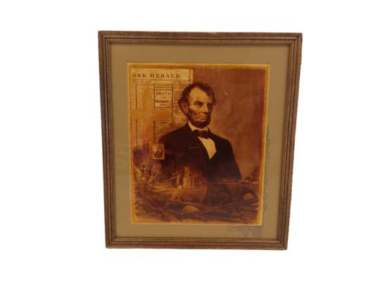 Art Abe Lincoln Print With Letter on Back