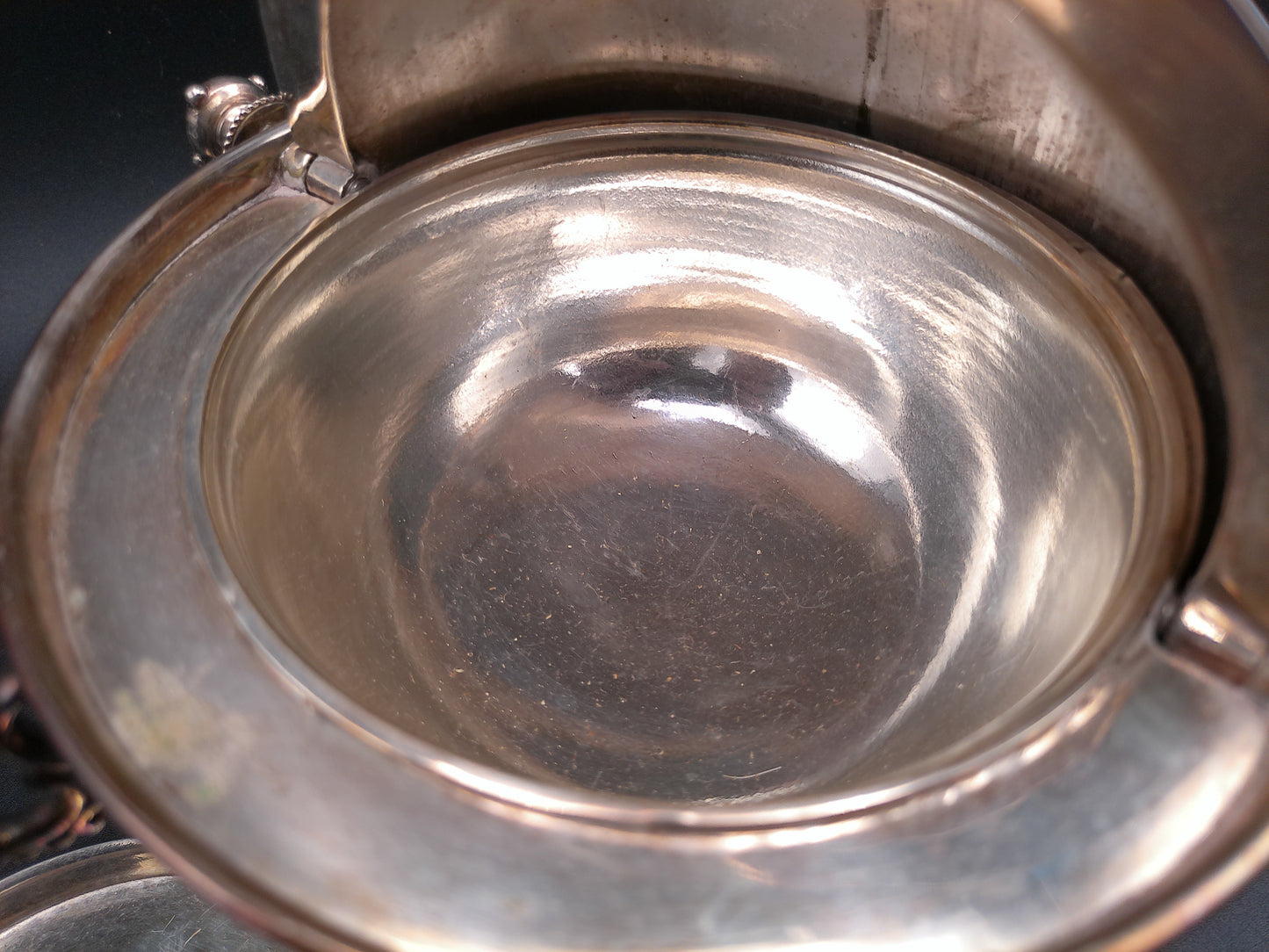 Silver Plate Dome Roll Top Butter Dish Caviar Made in England Patina Rare
