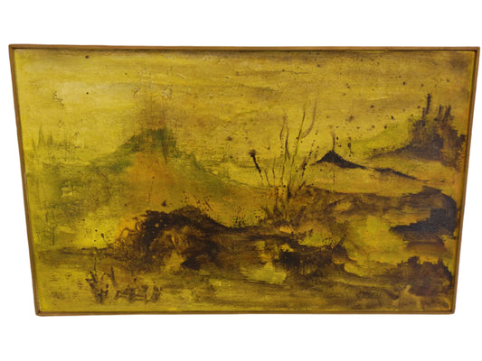 Art Oil on Paper Laid on Canvas "Landscape Scene" painting
