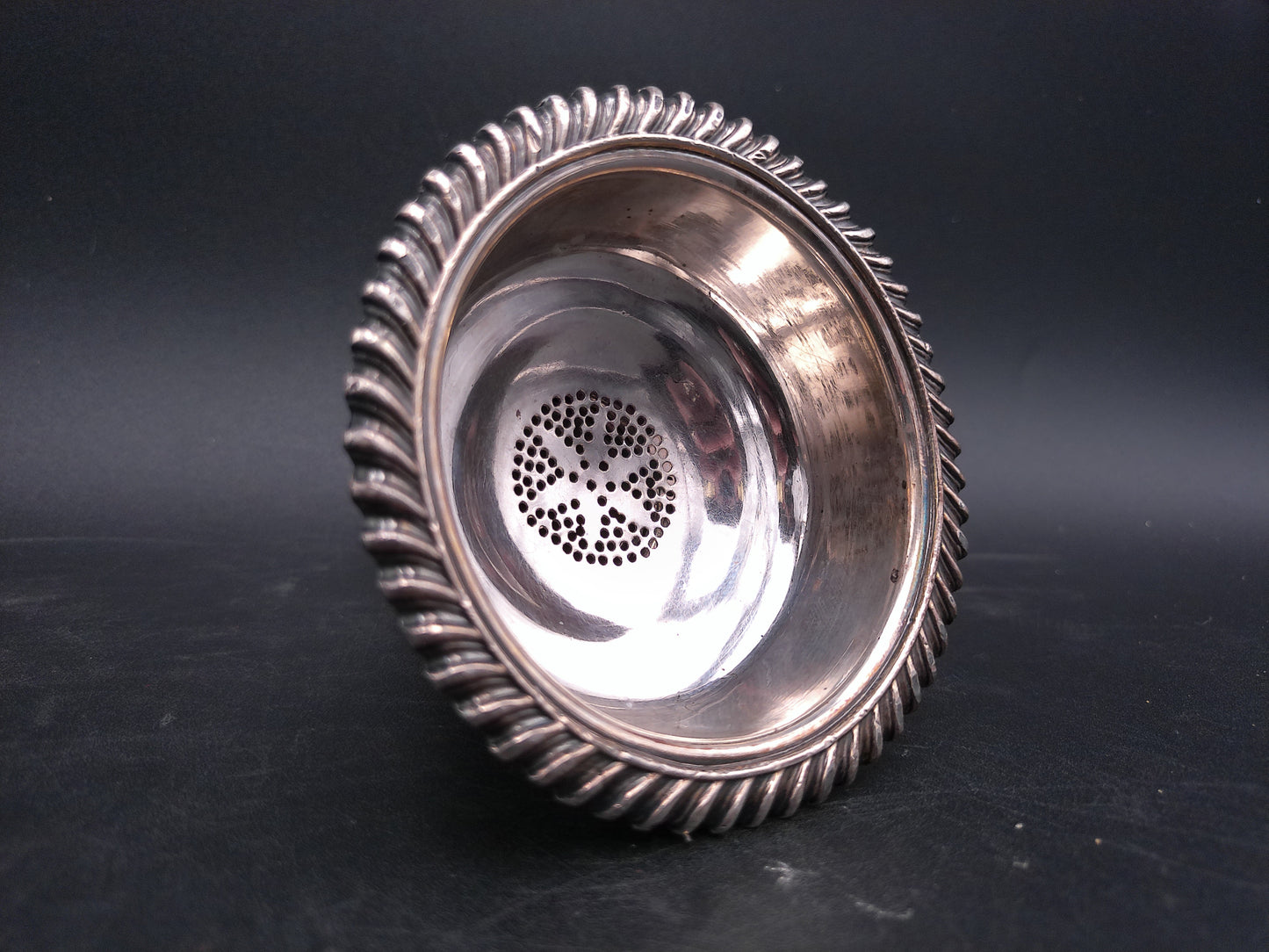 Sterling Silver Wine Funnel Ornate Rim Design Extremely Rare Fine