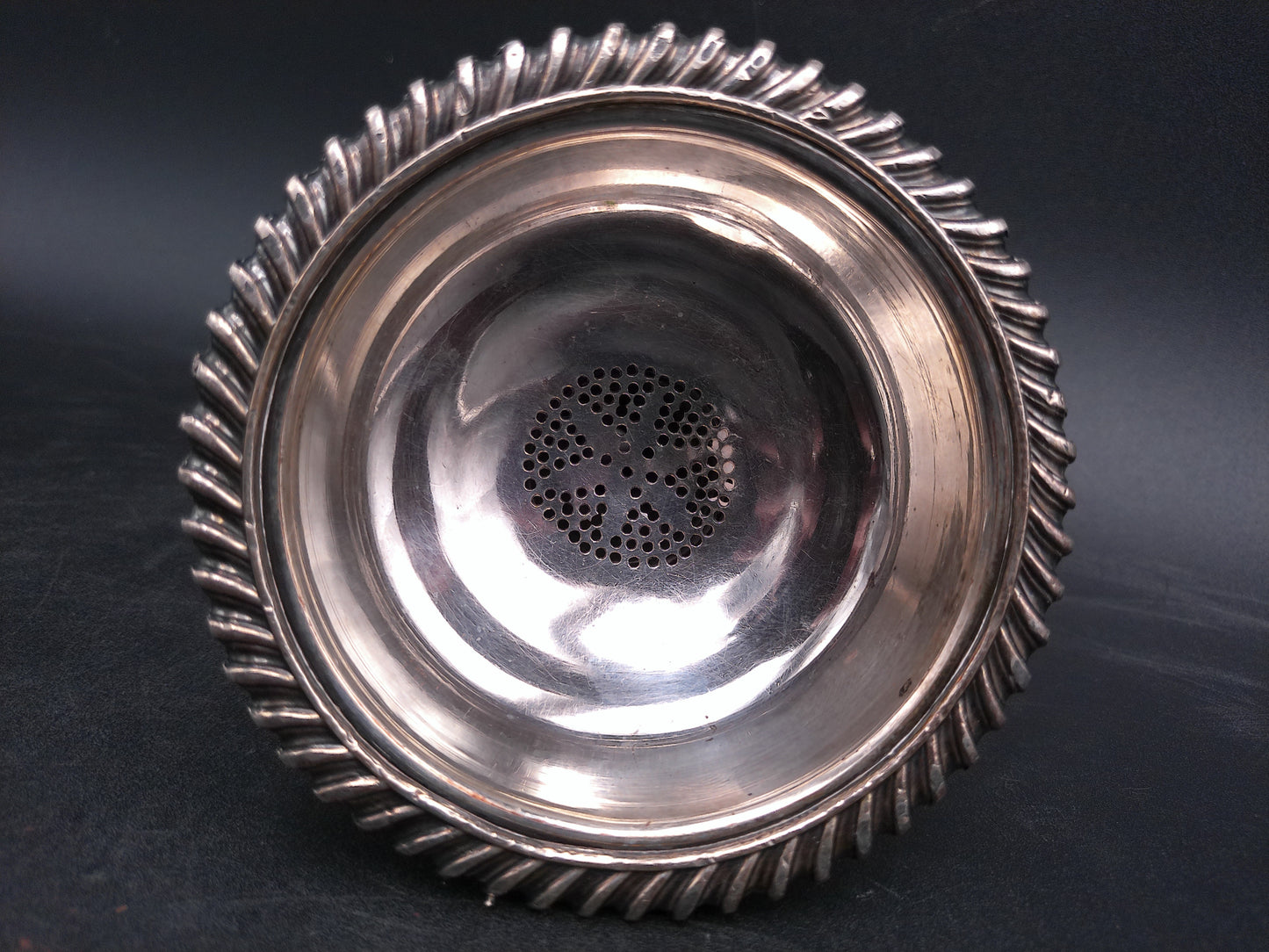 Sterling Silver Wine Funnel Ornate Rim Design Extremely Rare Fine