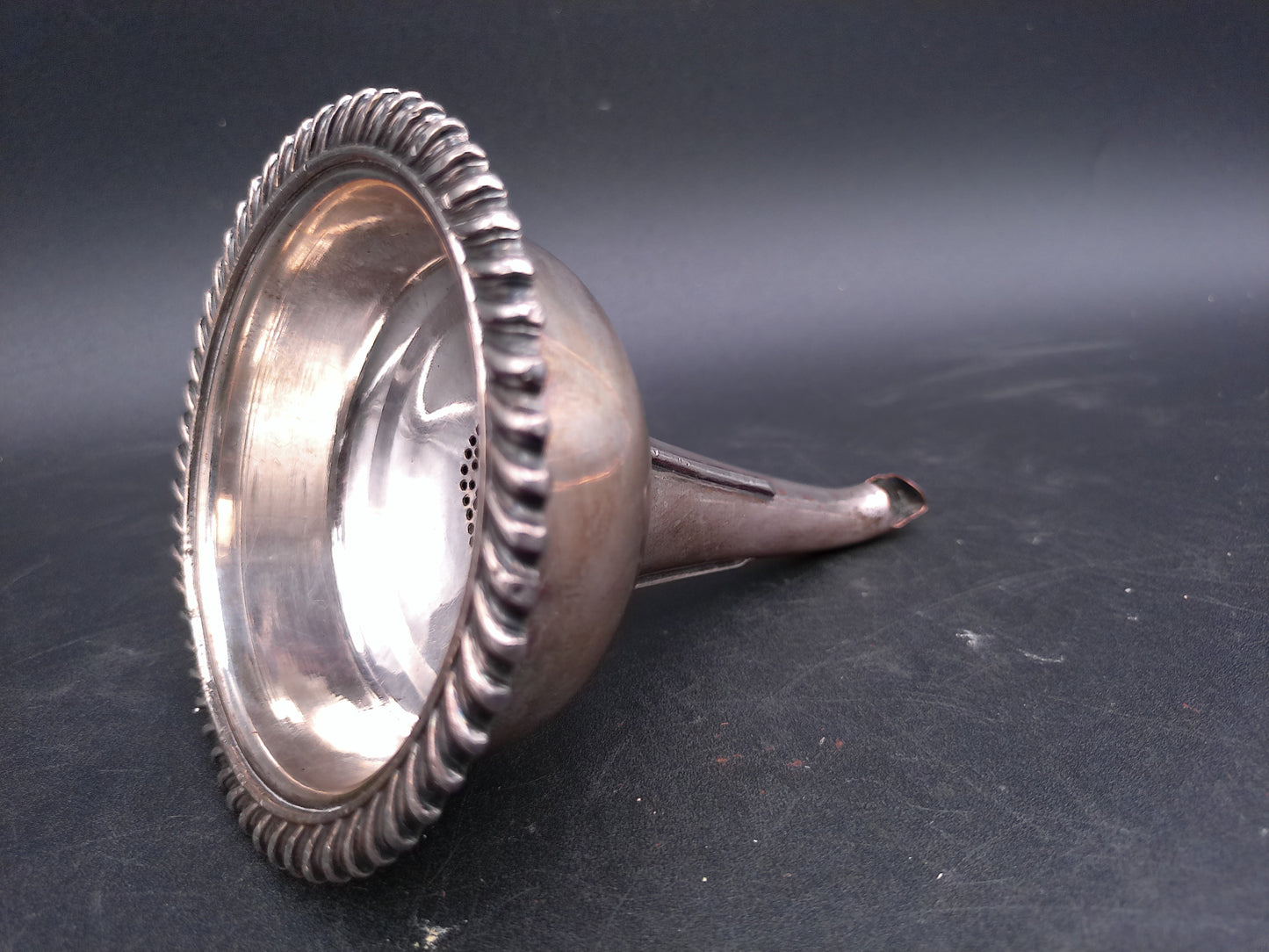 Sterling Silver Wine Funnel Ornate Rim Design Extremely Rare Fine