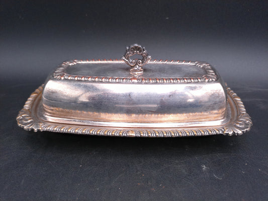 Silver Plated Butter Dish Ornate Design