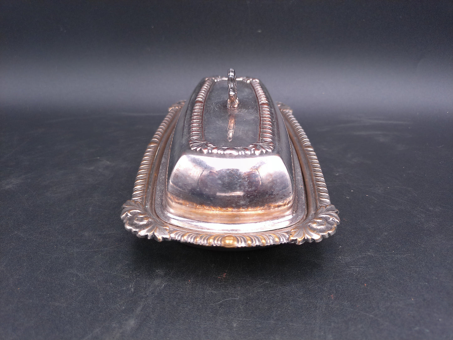Silver Plated Butter Dish Ornate Design