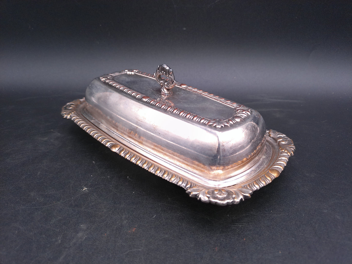 Silver Plated Butter Dish Ornate Design