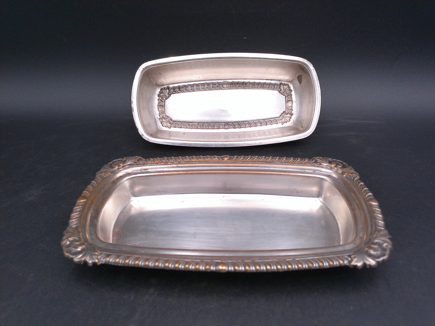 Silver Plated Butter Dish Ornate Design