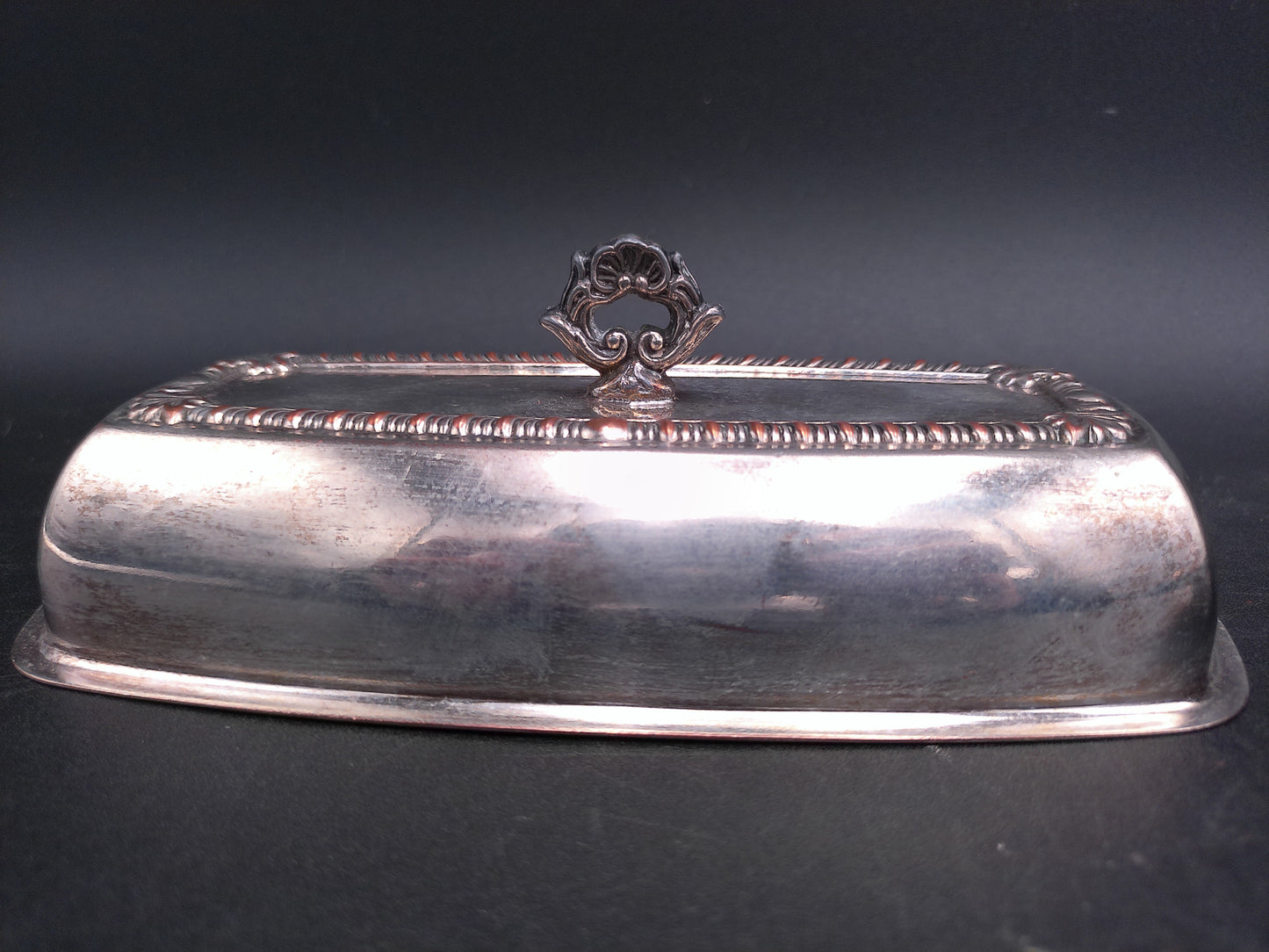 Silver Plated Butter Dish Ornate Design