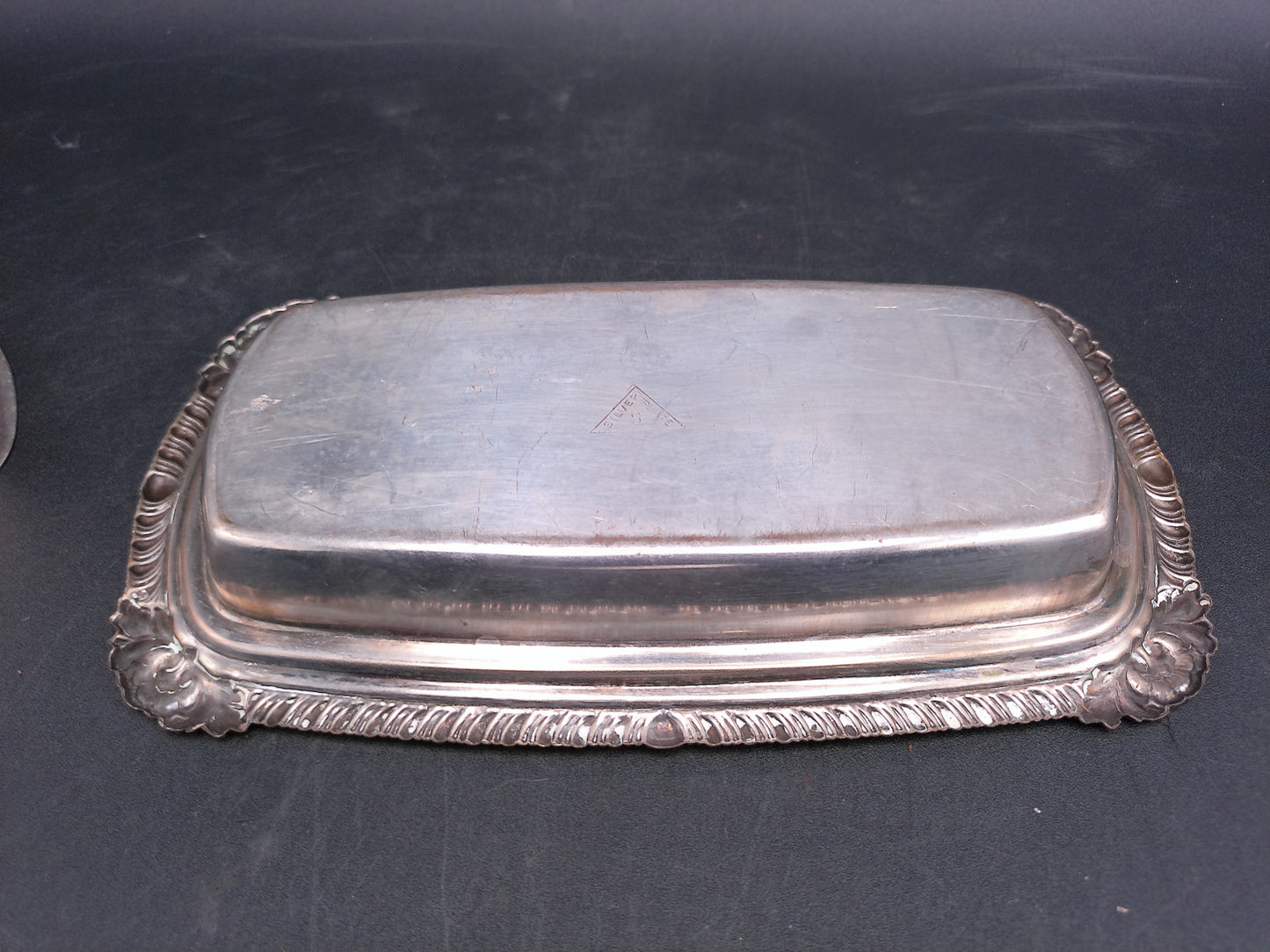 Silver Plated Butter Dish Ornate Design