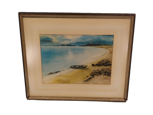 Art Ocean Beach view painting signed