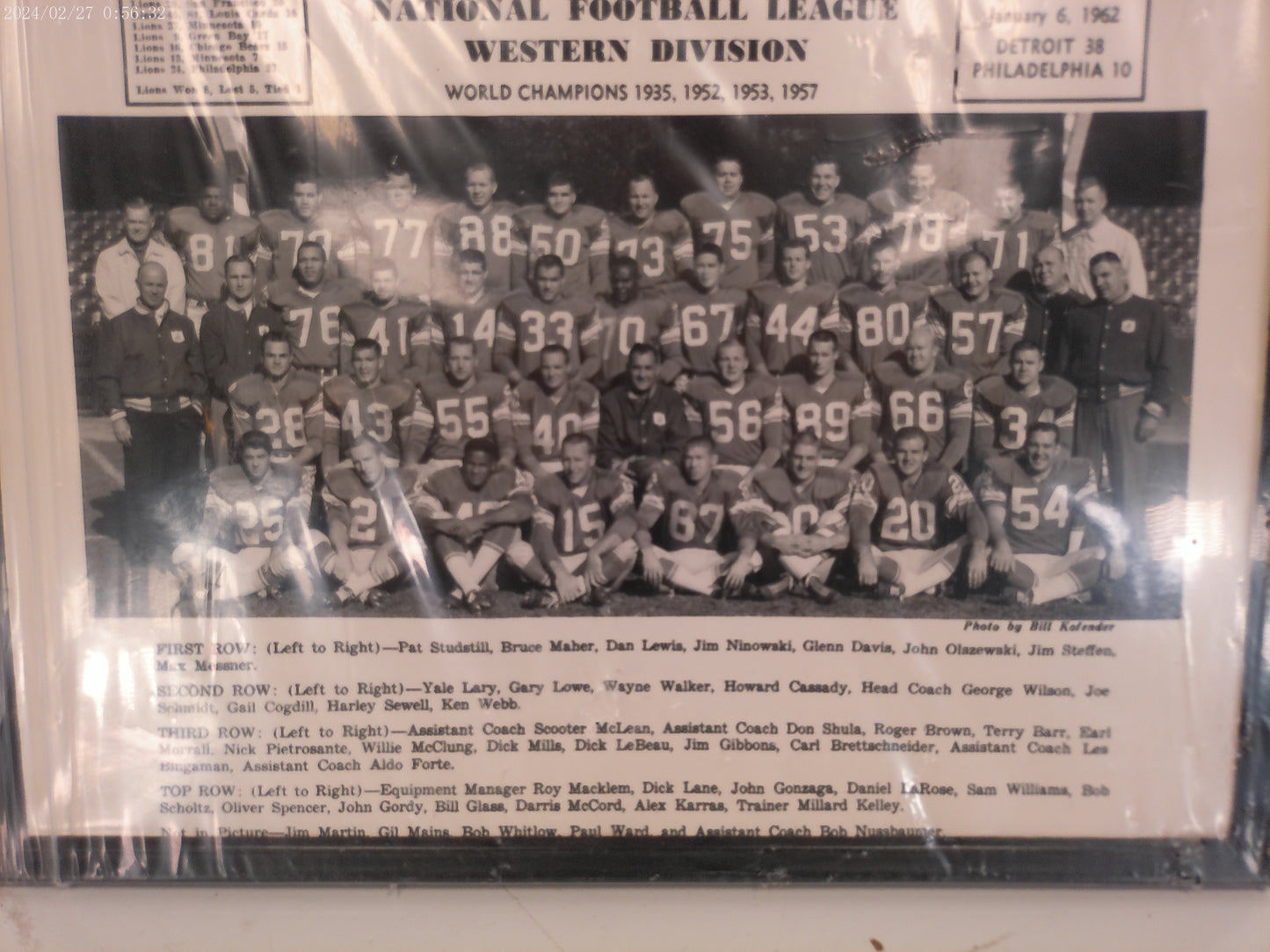 Art Photo print 1961 Detroit Lions National Football Leaque Team Photo