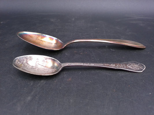 Silver Plated 2 Spoons 1933 I Will Century of Progress Chicago General Exhibits Group