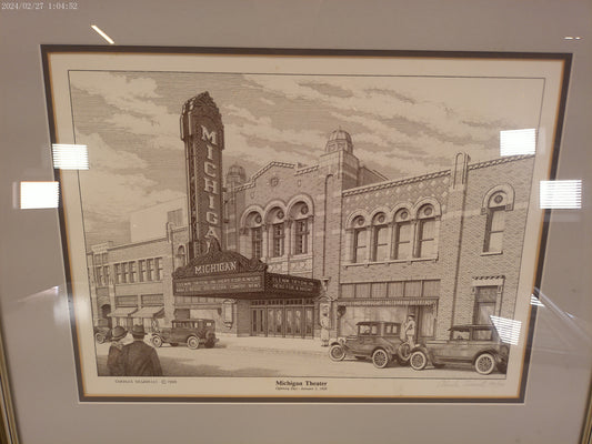Art U of M Ann Arbor Michigan Downtown Print Michigan Theater Framed