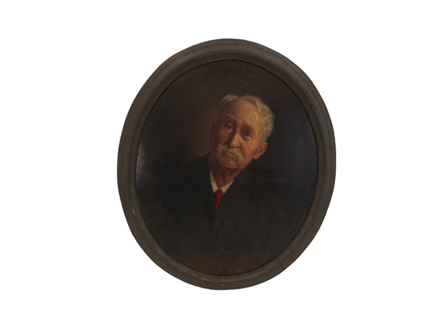 Art Oil Portrait Painting of a Man Vintage Oval Frame