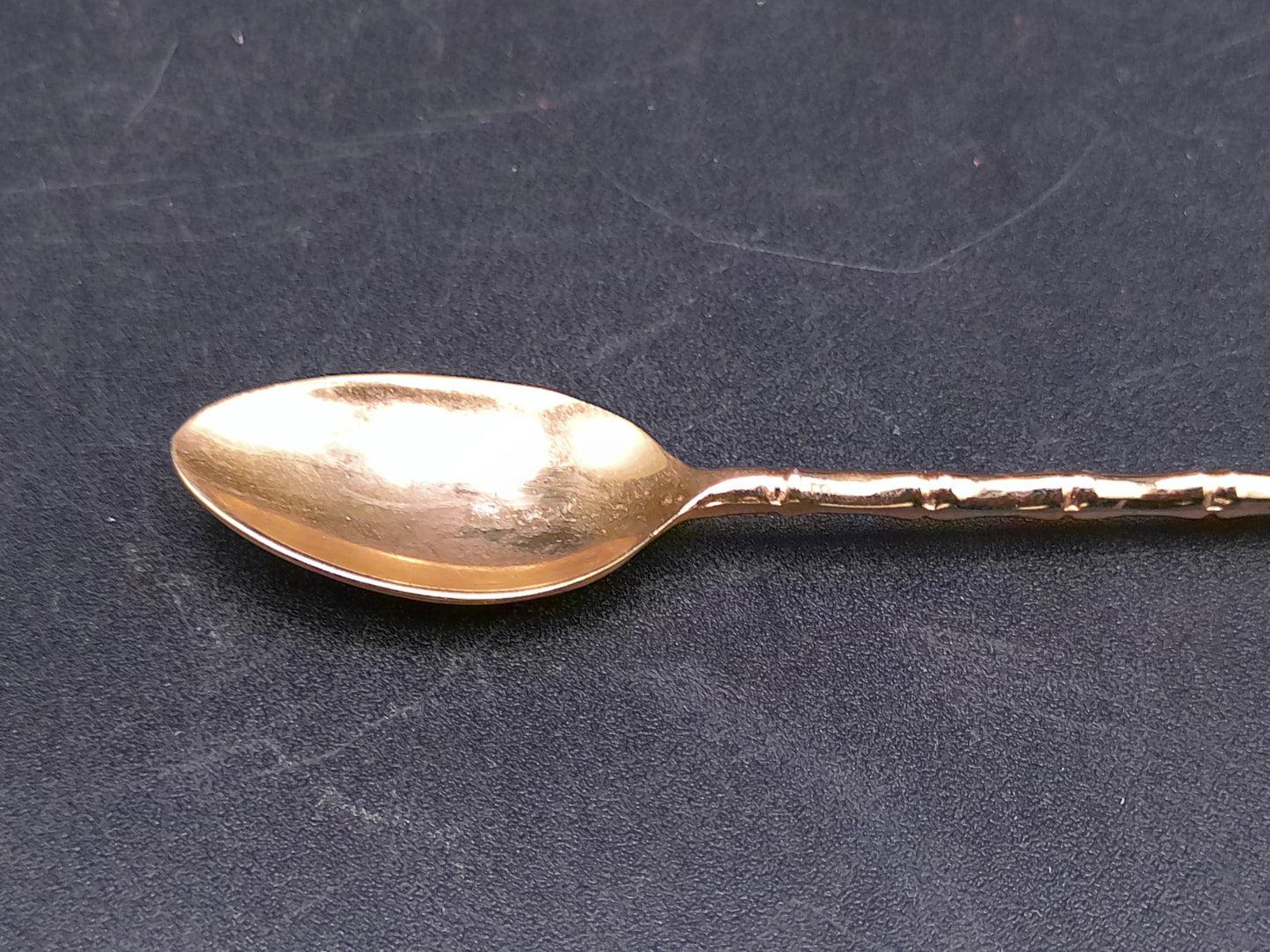 Set of 2 Spoons Gold Colored with Tea Pot on one and other Wrapped in Gold Wire