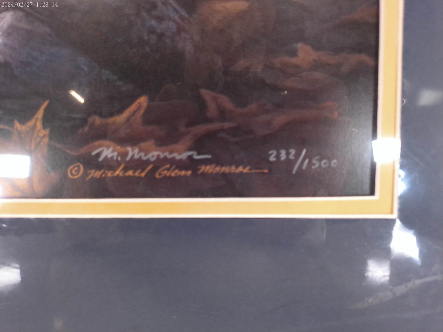 Art Michigan Wolverine signed by Micheal Glenn Monroe print 232/1500 “Michigan Pride”