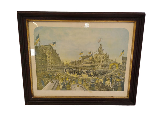 Art Lithograpth print Framed Grand Parade of Knights Templar San Francisco, 1883