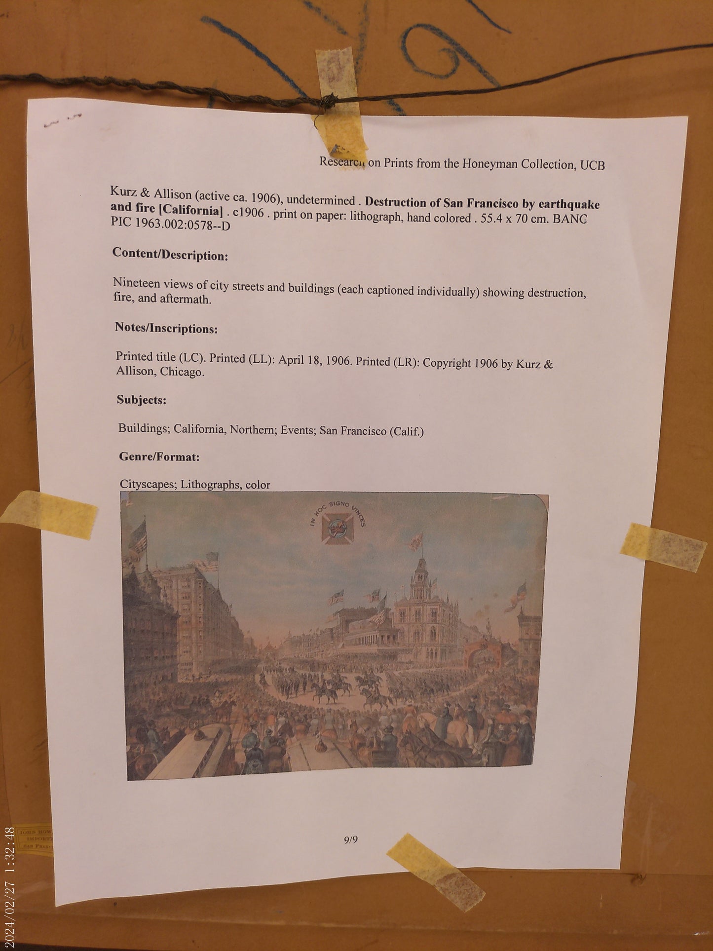 Art Lithograpth print Framed Grand Parade of Knights Templar San Francisco, 1883