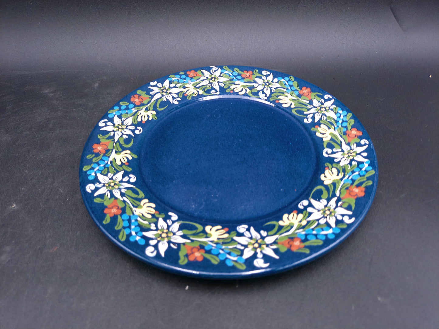 Hand Painted Set of 2 Pottery Dishes and Plates Floral Design by F. Hanni Heimberg