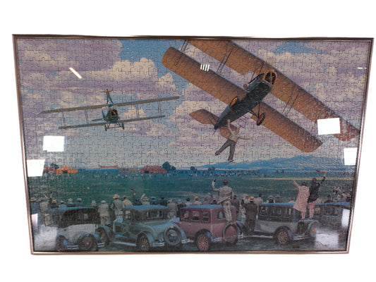 Art Framed puzzle of Vintage planes Air show stunts