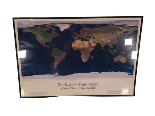 Art Vintage 1990 Geosphere Project Poster Framed  Earth From Space By Tom Van Sant