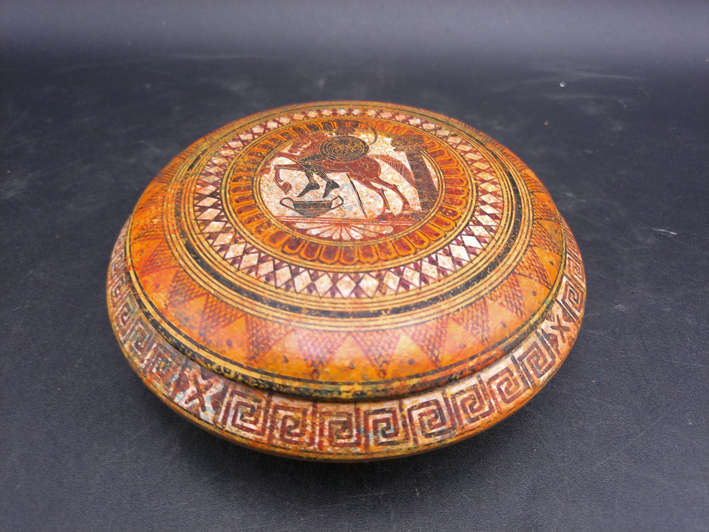 Trinket Dish Bowl Hand Clay Copy of a 800 bc Pottery Pyxis