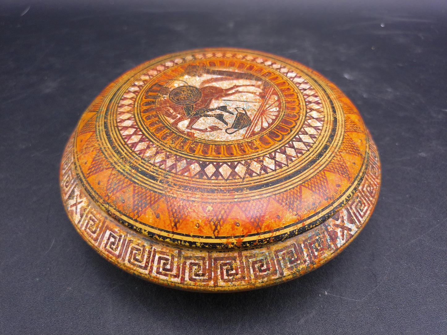 Trinket Dish Bowl Hand Clay Copy of a 800 bc Pottery Pyxis