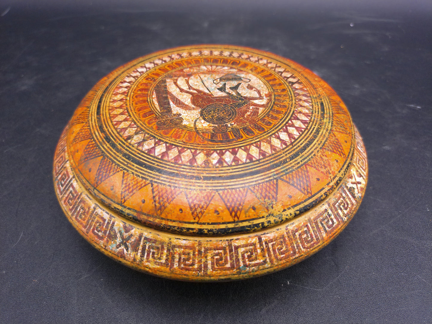 Trinket Dish Bowl Hand Clay Copy of a 800 bc Pottery Pyxis