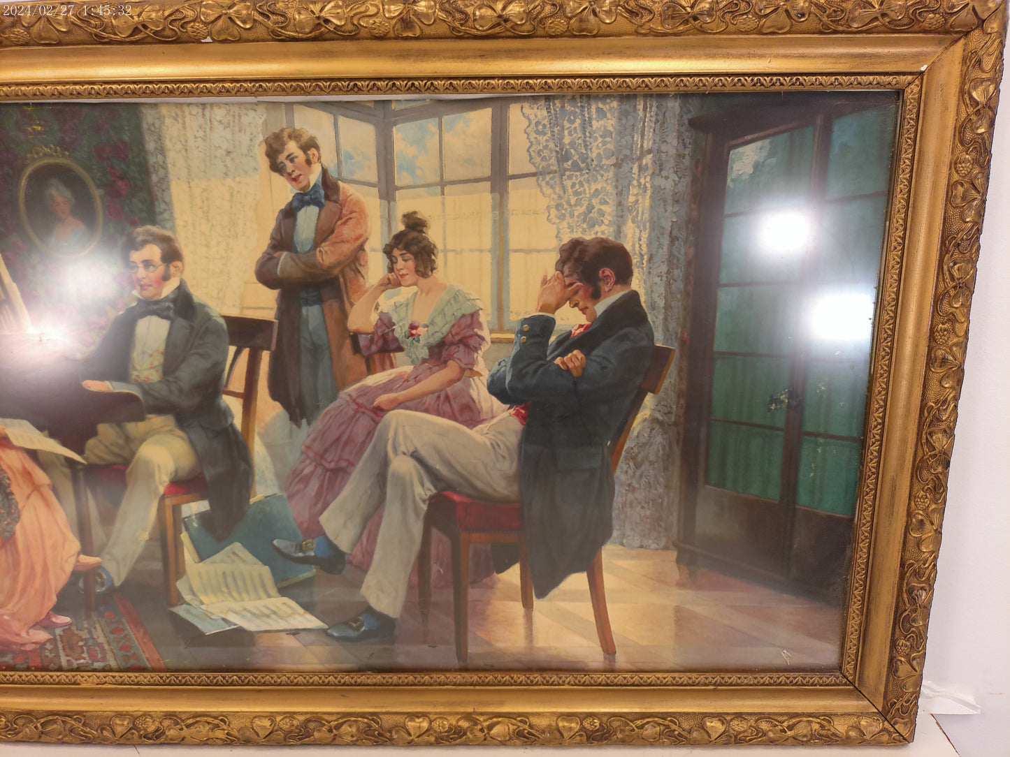 Art Large Elizabethan style printed oil Painting Playing the Piano