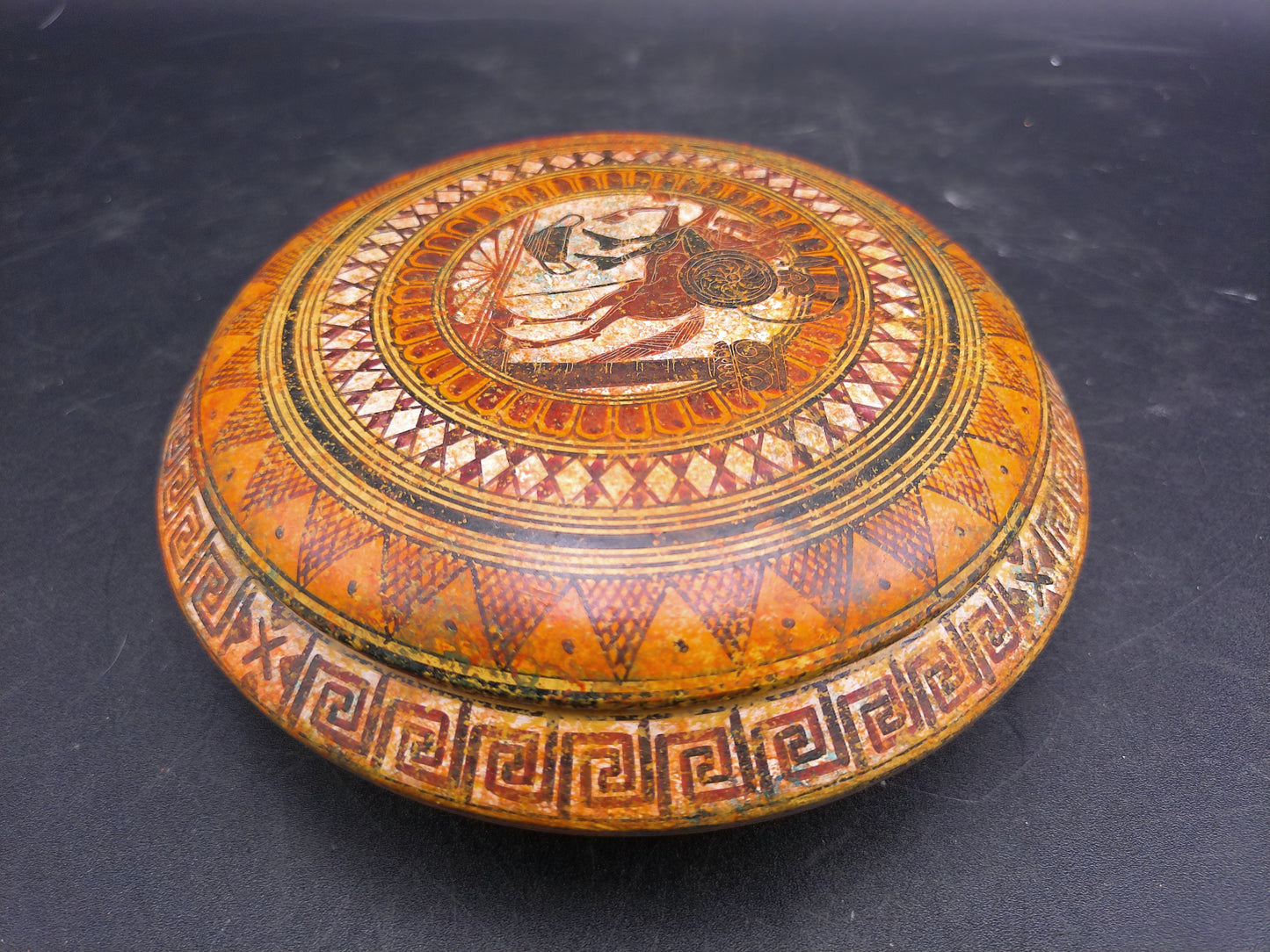 Trinket Dish Bowl Hand Clay Copy of a 800 bc Pottery Pyxis