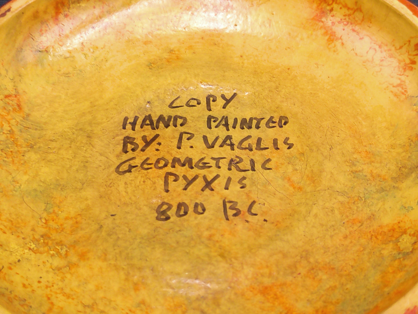 Trinket Dish Bowl Hand Clay Copy of a 800 bc Pottery Pyxis