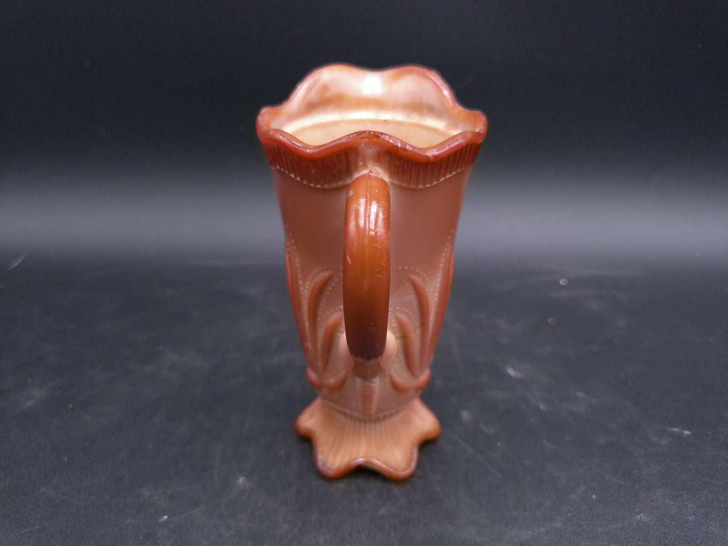 Greentown Glass Co. Indiana Chocolate Glass Pitcher Raised Cactus Design. 1900