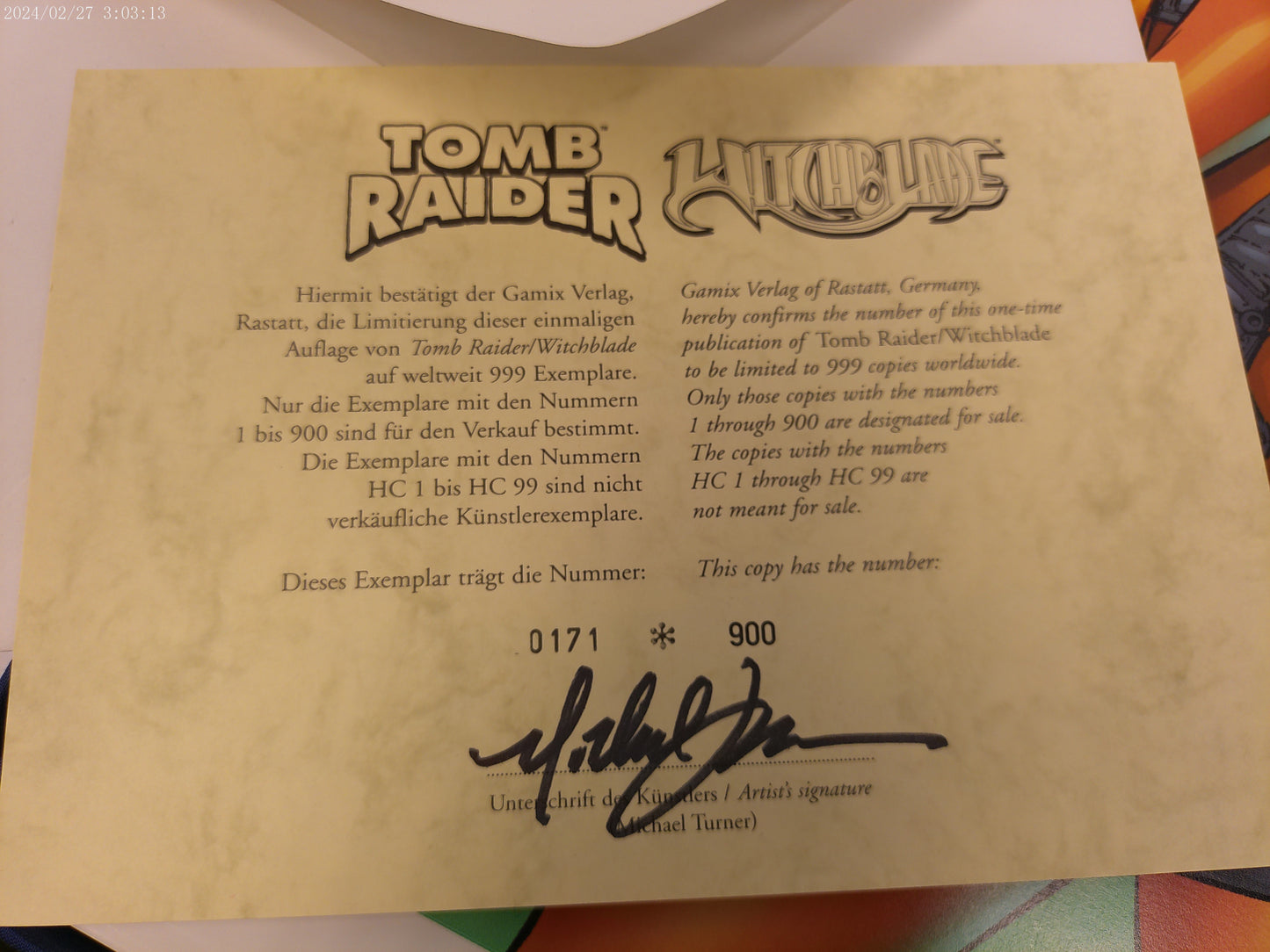 Michael Turner Signed ~ Deluxe Portfolio prints Limited Edition Tomb Raider