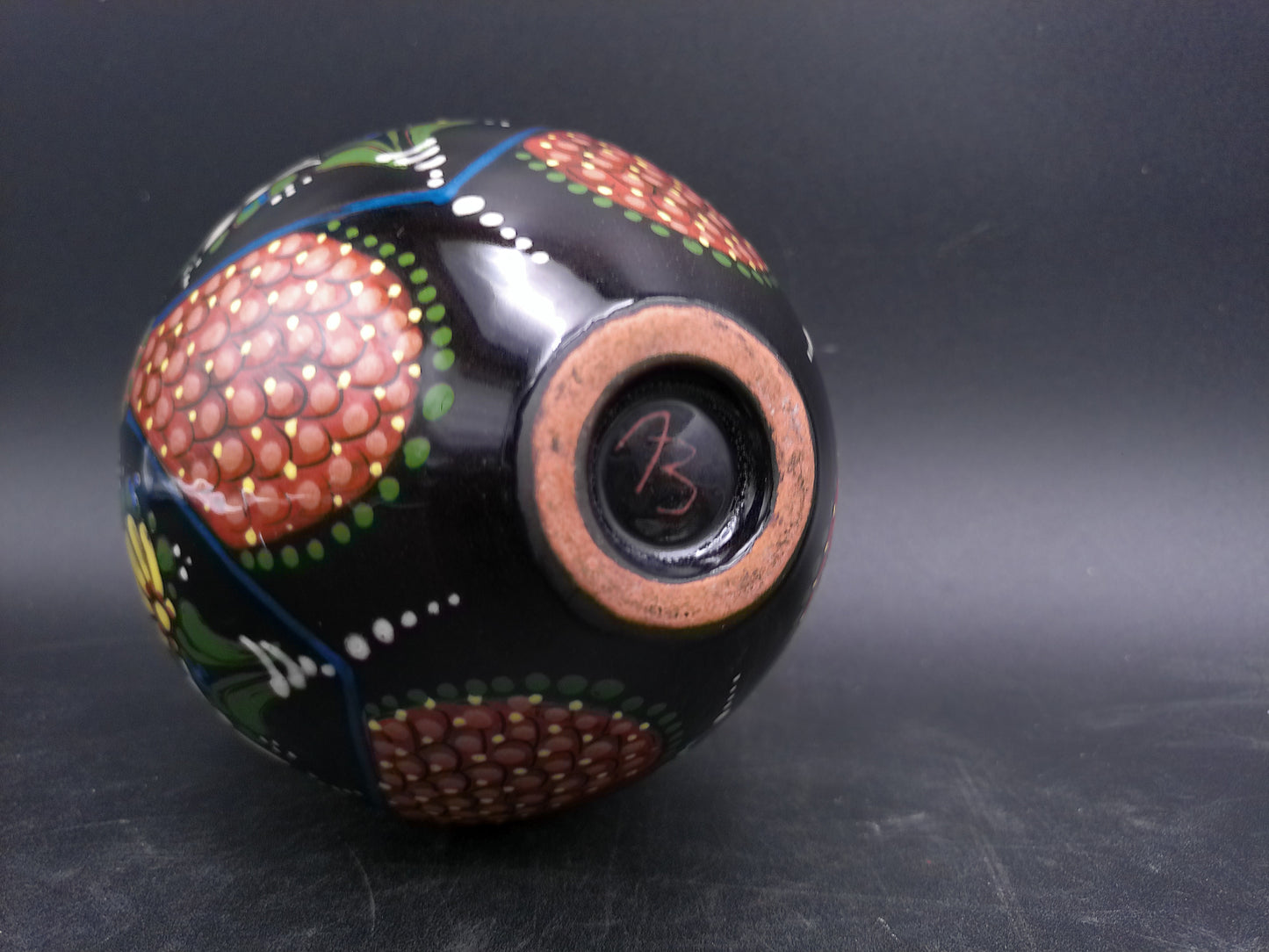 Japanese Cloisonne Black Enamel Beautiful Floral Design with Handles Small