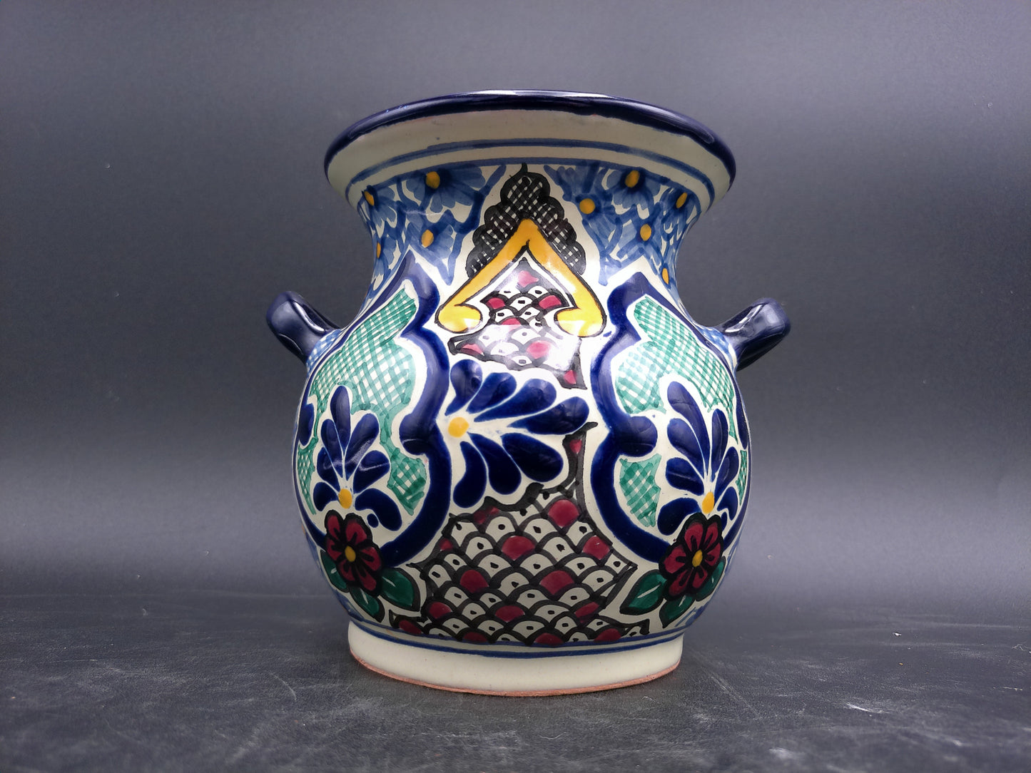 Vase Hand Painted From Mexico Marked on Bottom Floral Design