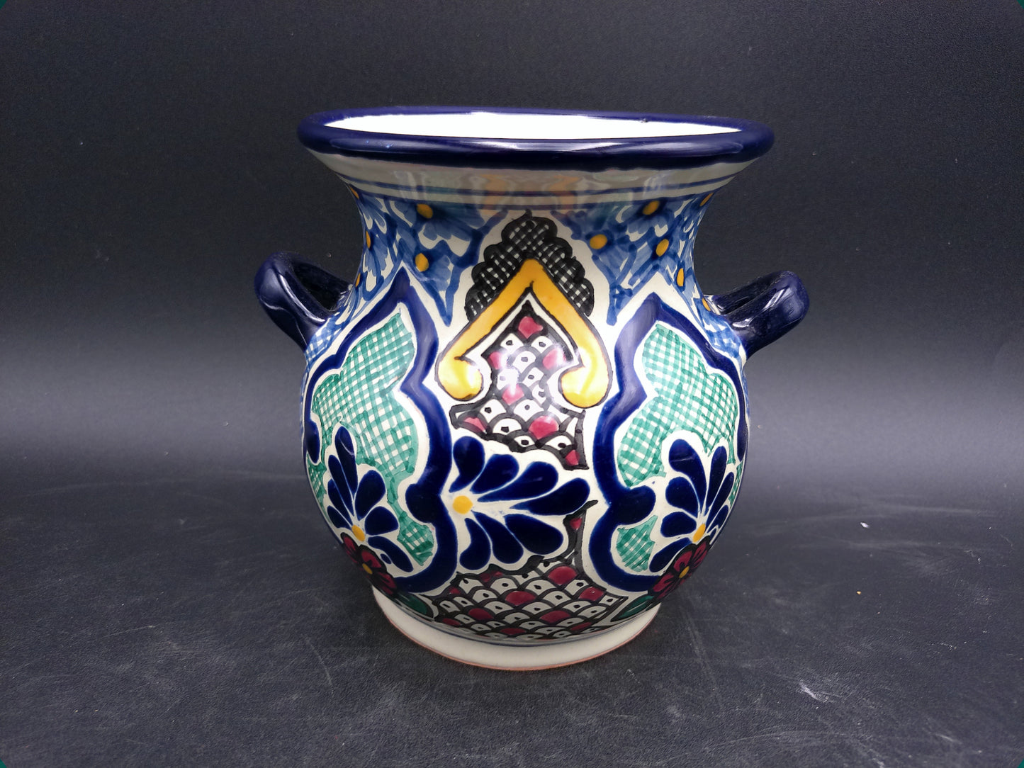 Vase Hand Painted From Mexico Marked on Bottom Floral Design