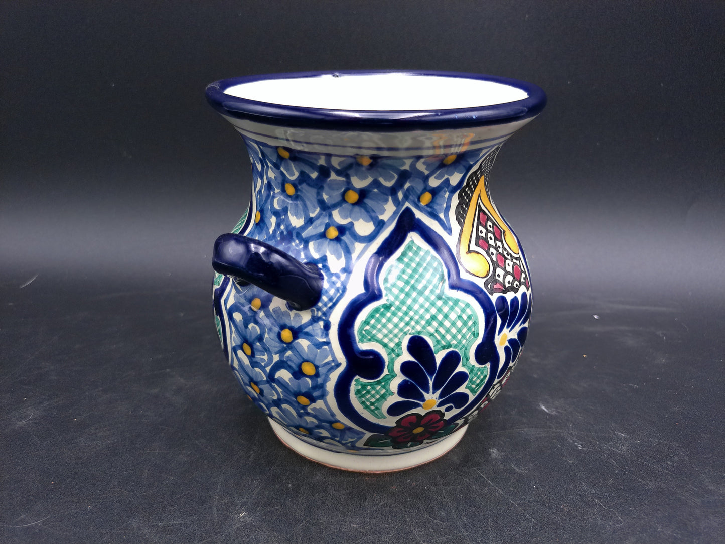 Vase Hand Painted From Mexico Marked on Bottom Floral Design