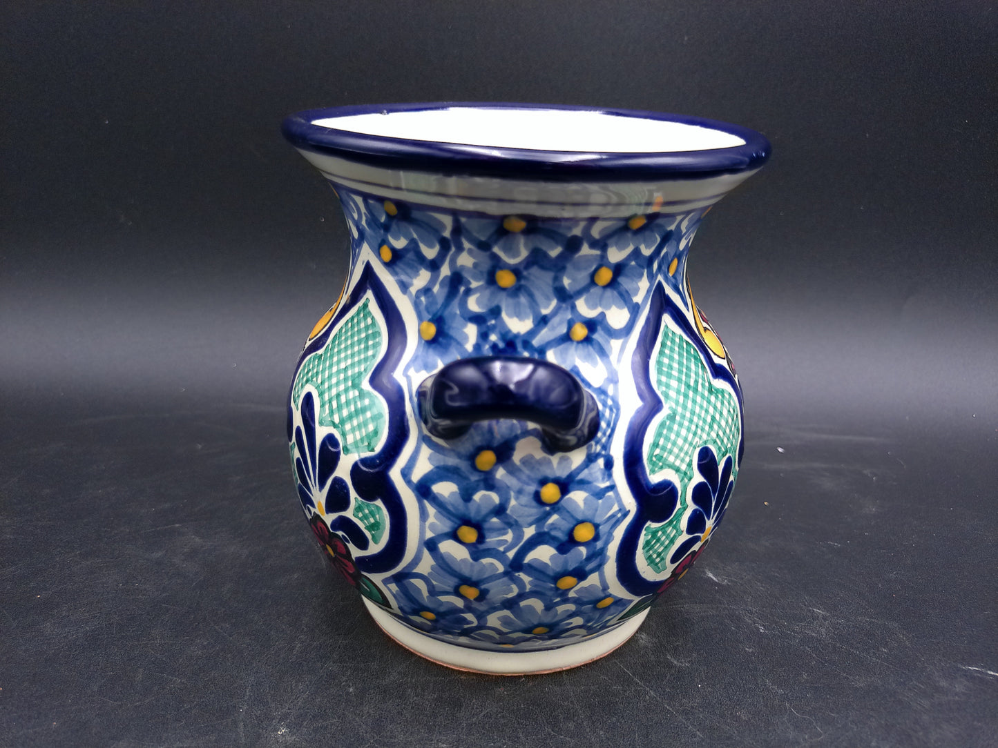 Vase Hand Painted From Mexico Marked on Bottom Floral Design
