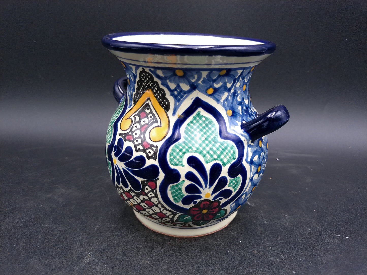 Vase Hand Painted From Mexico Marked on Bottom Floral Design