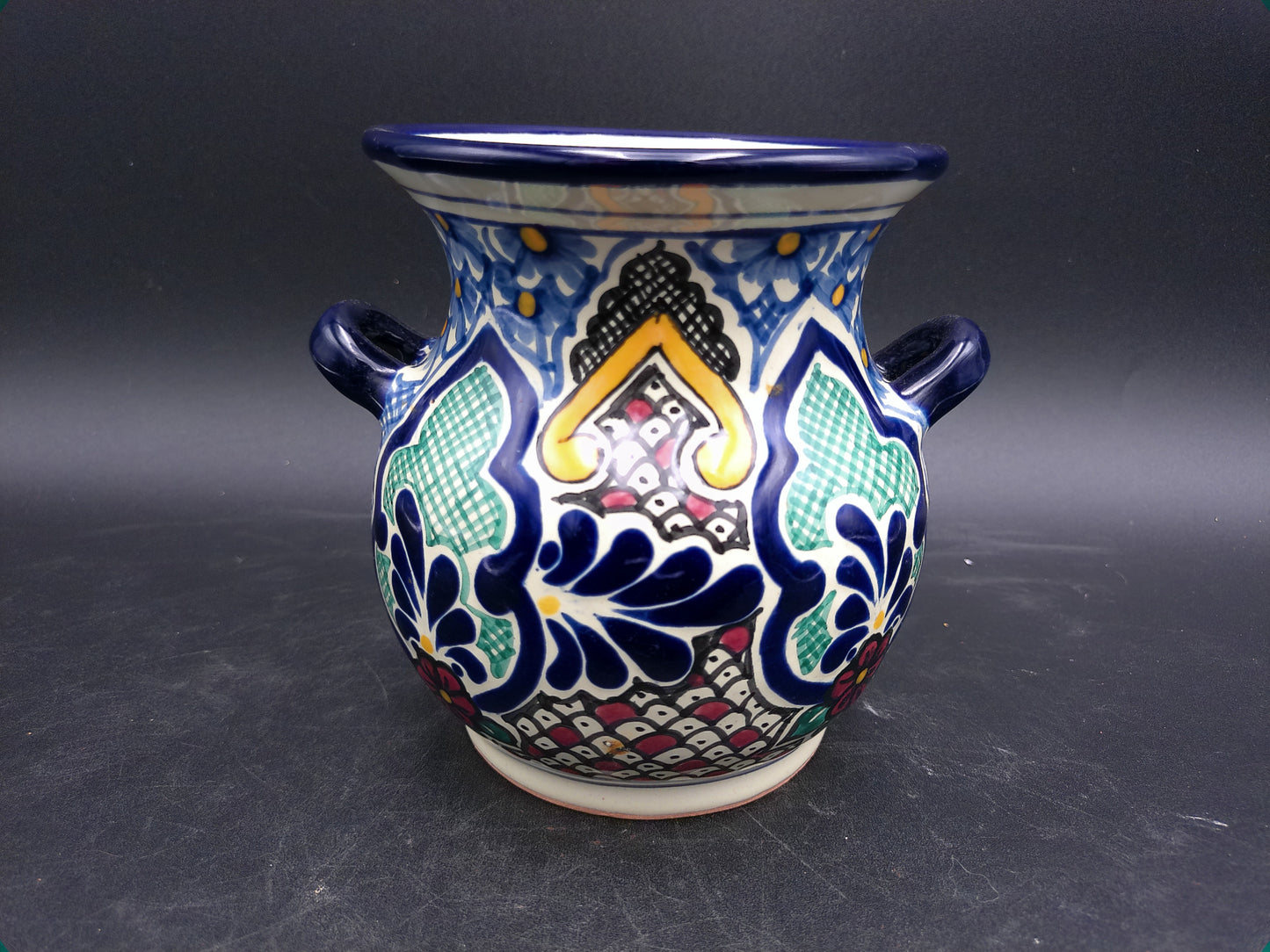 Vase Hand Painted From Mexico Marked on Bottom Floral Design