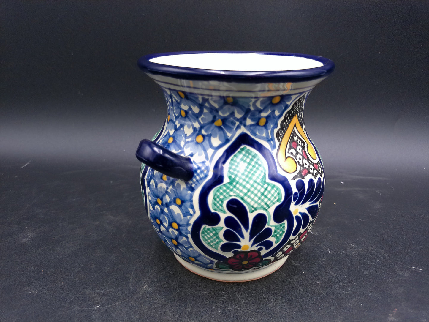 Vase Hand Painted From Mexico Marked on Bottom Floral Design