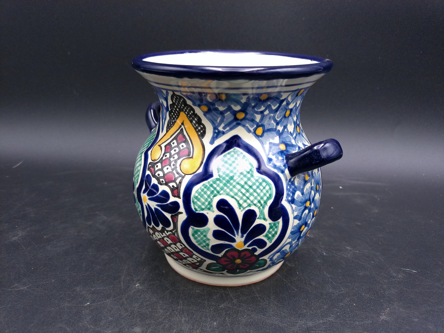 Vase Hand Painted From Mexico Marked on Bottom Floral Design