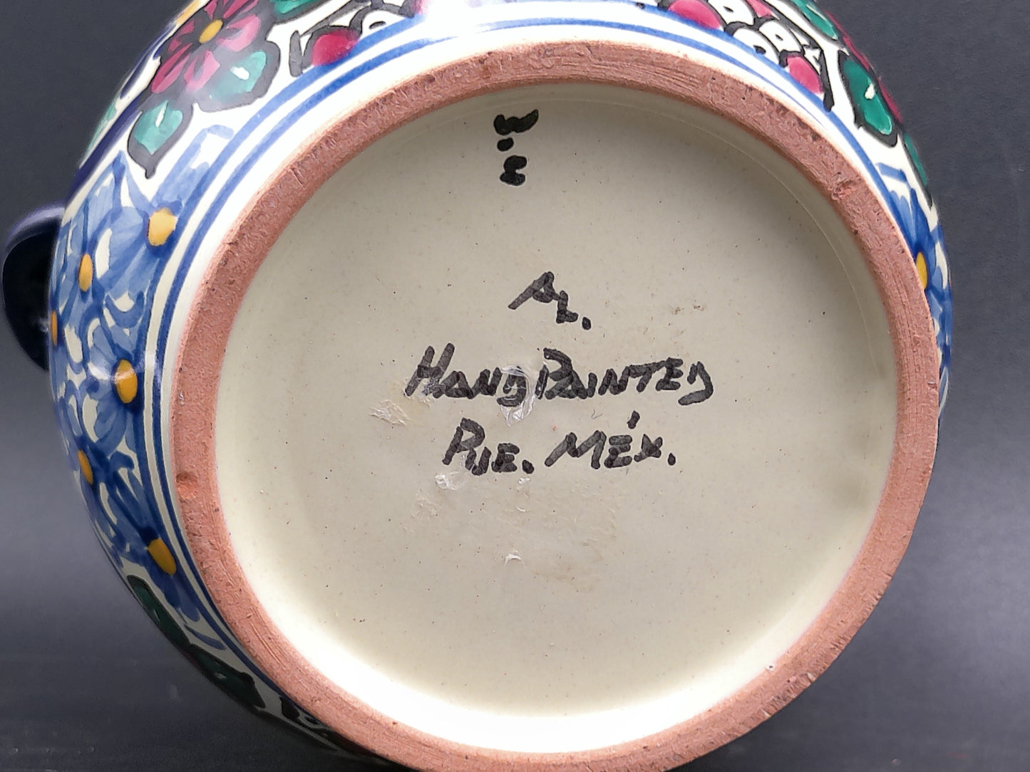 Vase Hand Painted From Mexico Marked on Bottom Floral Design