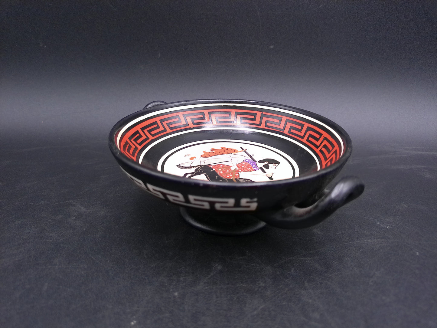 Pedestal Dish Plate Hand Made & Painted In Greece Reproduction
