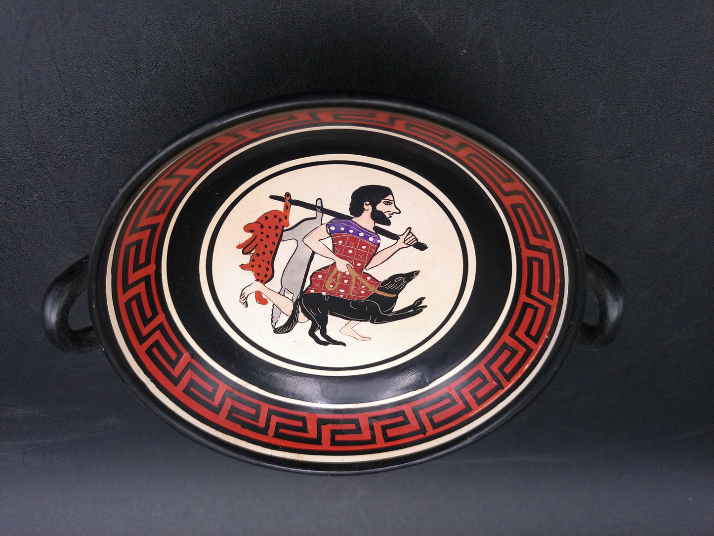 Pedestal Dish Plate Hand Made & Painted In Greece Reproduction