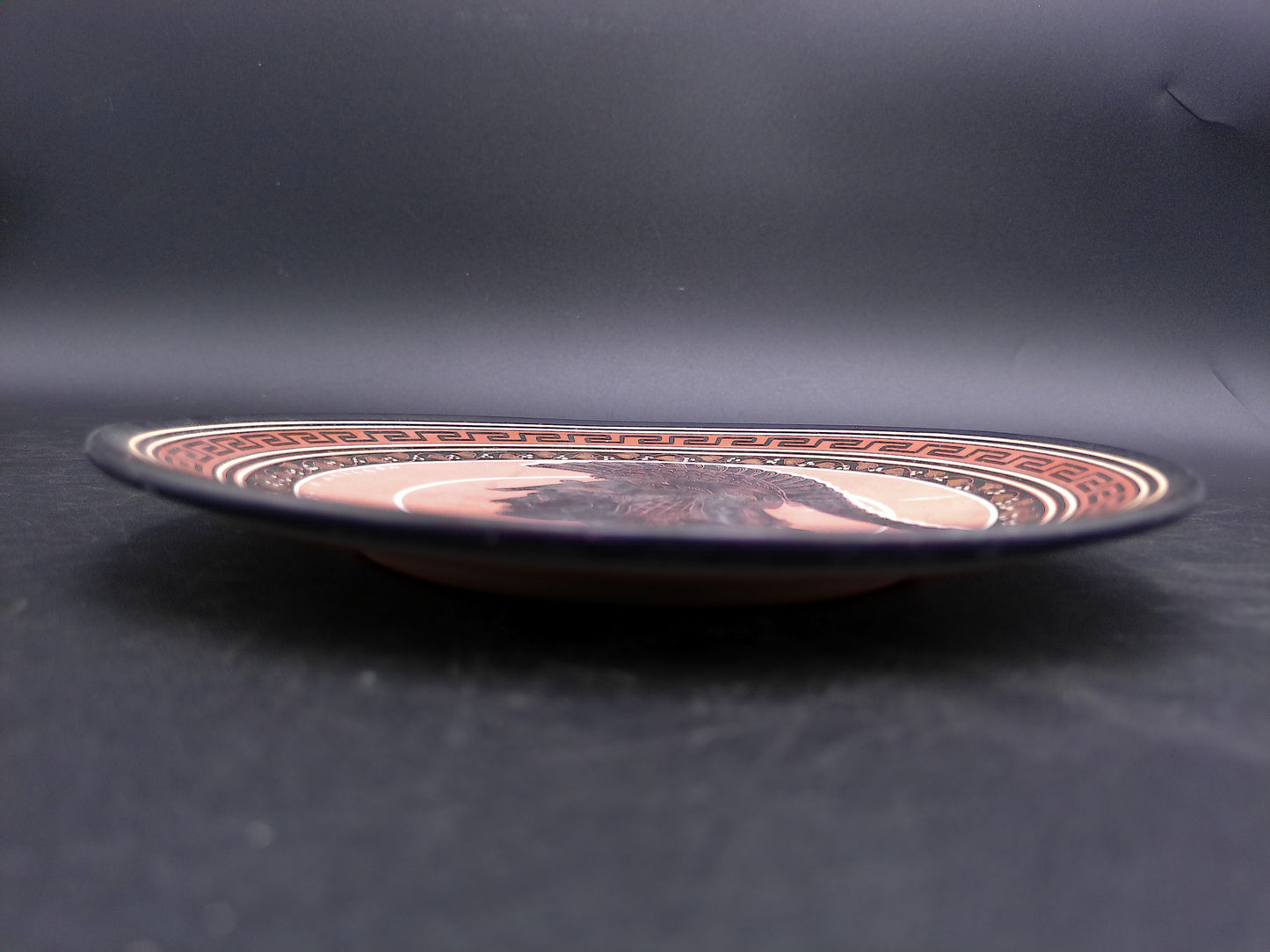 Greek Warrior Pottery Plate Hand Made & Painted In Greece